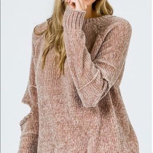 & Merci Open elbow chenille sweater